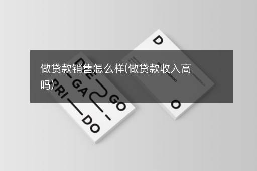 做贷款销售怎么样(做贷款收入高吗)